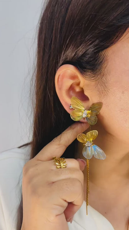 Butterfly Wing Long Drop Earrings
