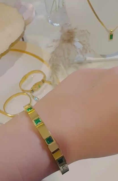 Green Emerald 18k Gold Plated Bracelet