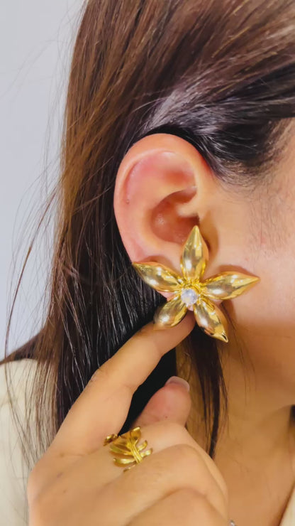 Crystal Center Blossom Earrings
