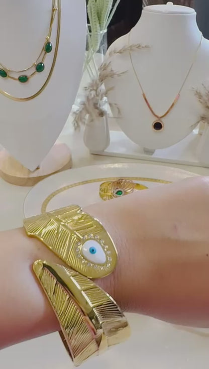 Golden Plume Evil Eye Bangle