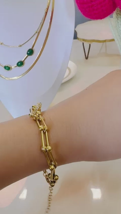 Crystal-Encrusted Link Chain Bracelet
