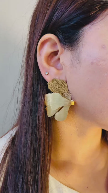 Gold Ginkgo Petal Earrings
