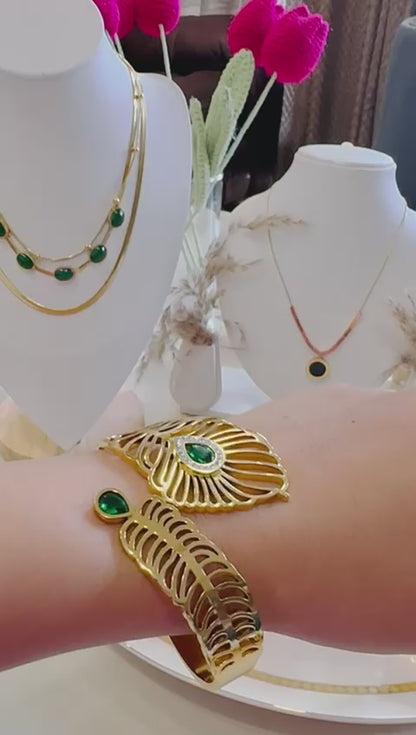 Peacock Feather Cuff Bracelet