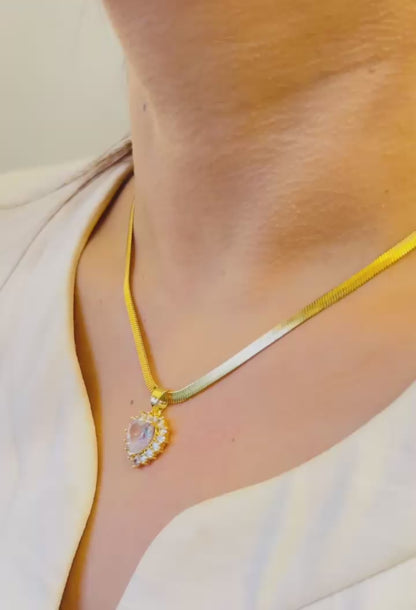 Crystal Heart Charm Necklace