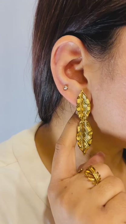 Gold Leaf Statement Earrings