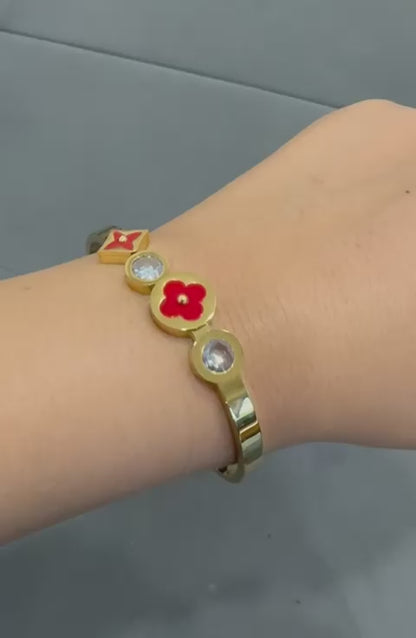 Red Enamel Clover Bracelet